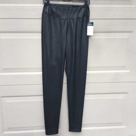 NWT Ralph Lauren Black Faux Leather Vegan Leggings - Picture 6 of 8
